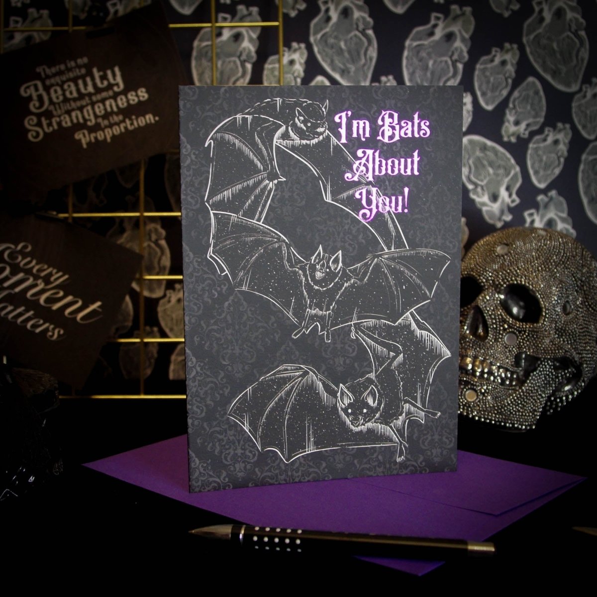 Bats About You Gothic Greetings Card