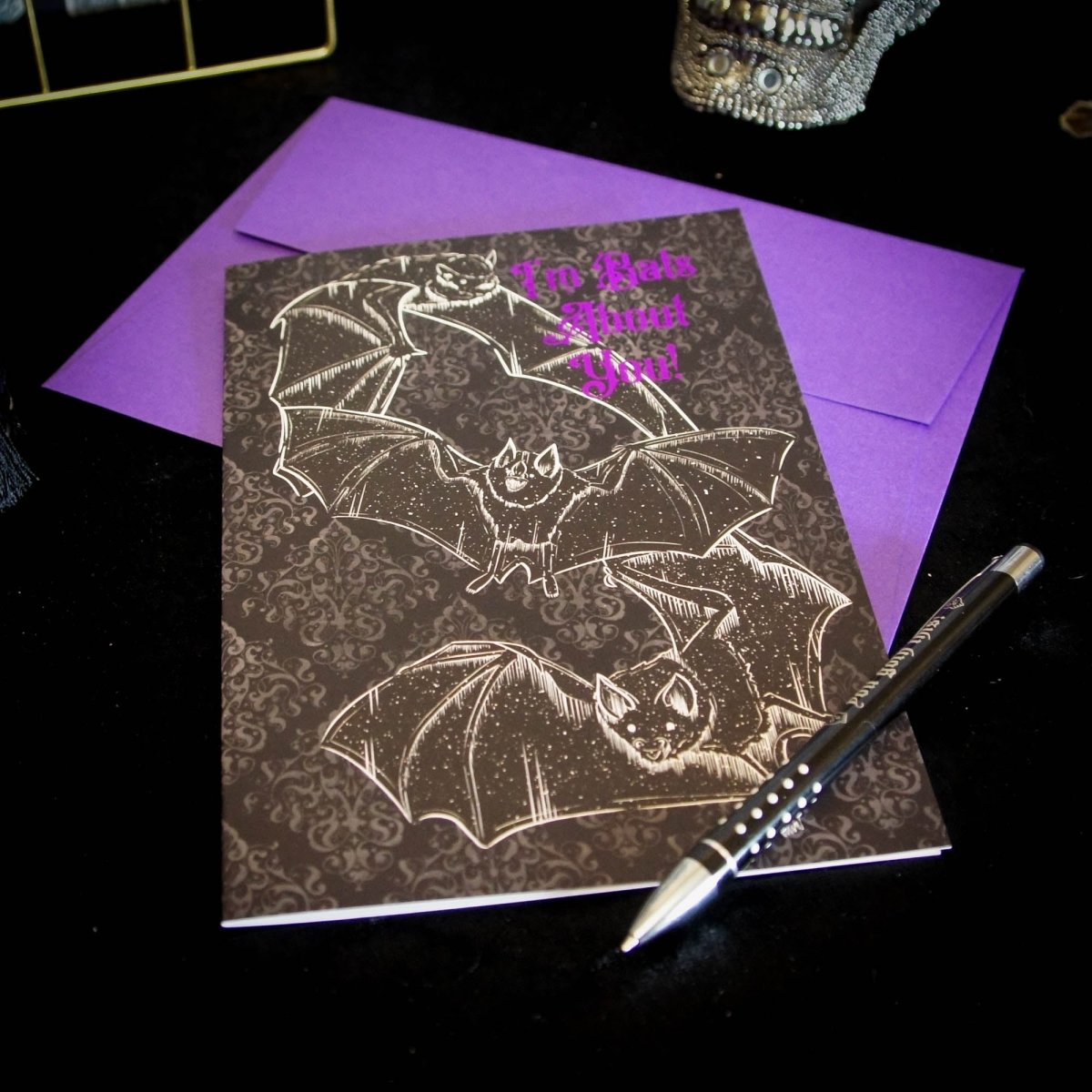 Bats About You Gothic Greetings Card