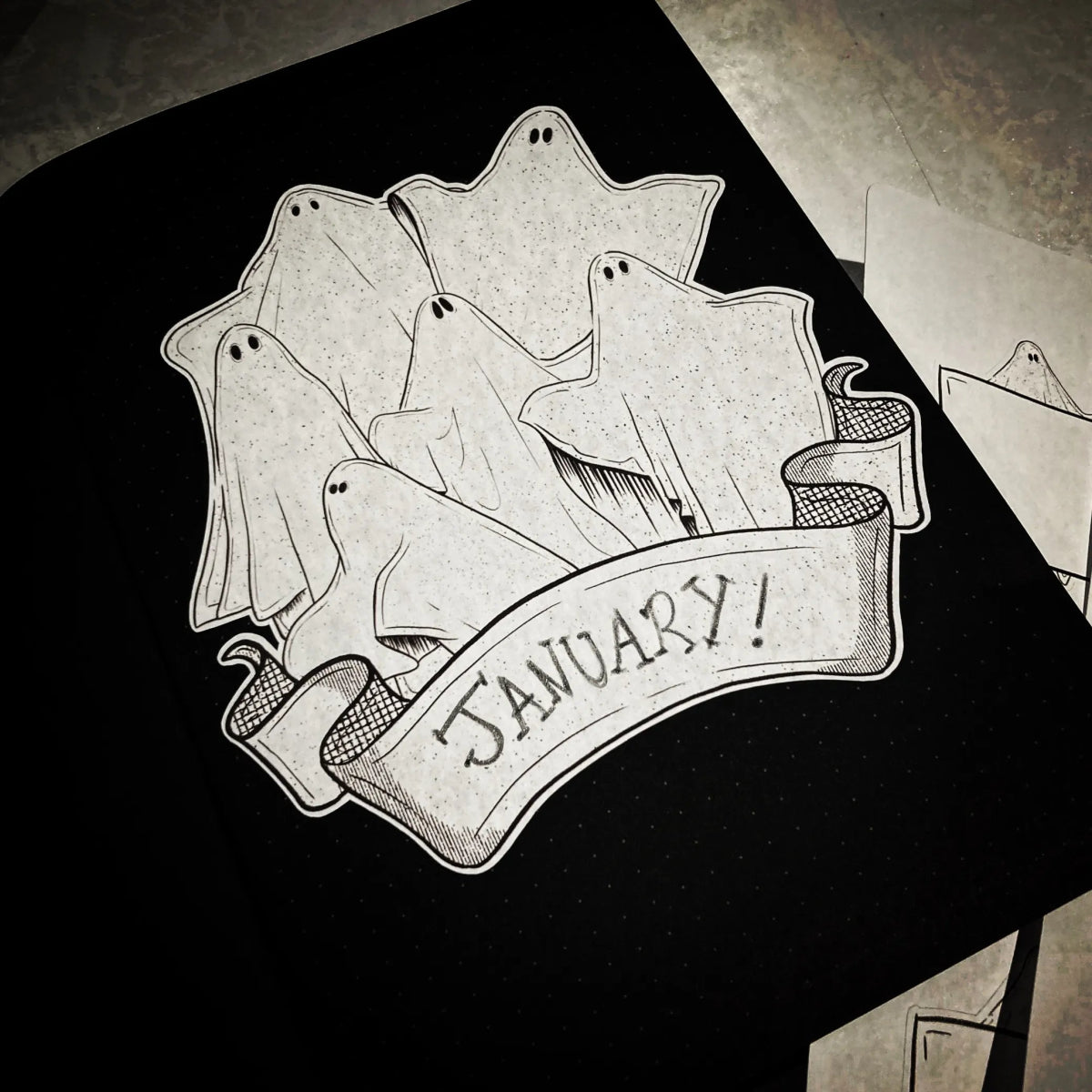 Ghost Journal Dashboard Sticker - The Gothic Stationery Company - Stickers