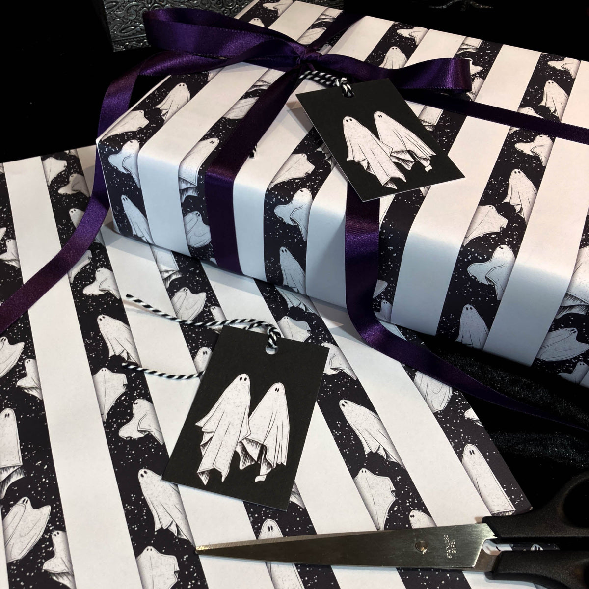 Black and white on sale striped gift wrap