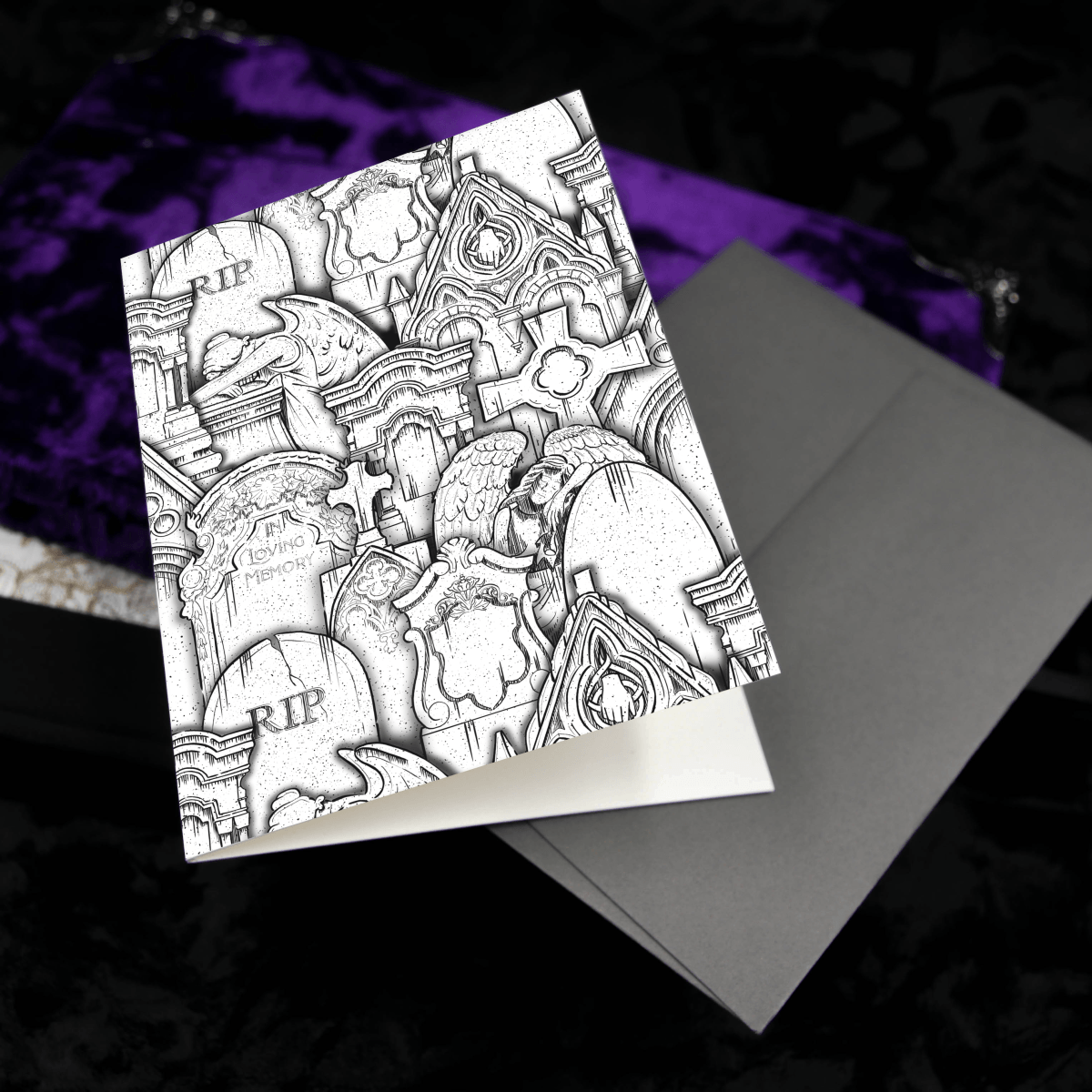 Carte de notes du cimetière | Carte de vœux du cimetière | Carte vierge gothique