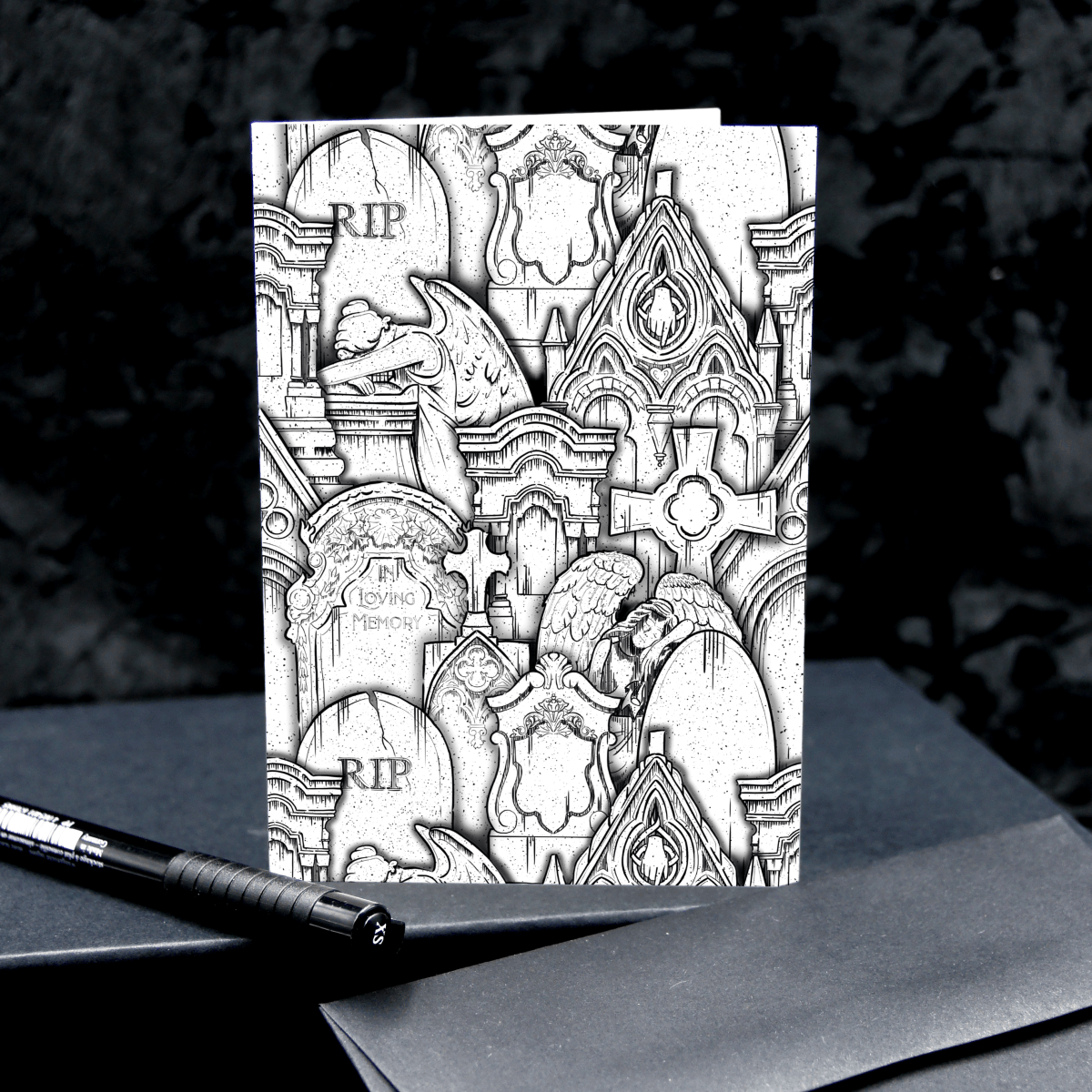 Carte de notes du cimetière | Carte de vœux du cimetière | Carte vierge gothique