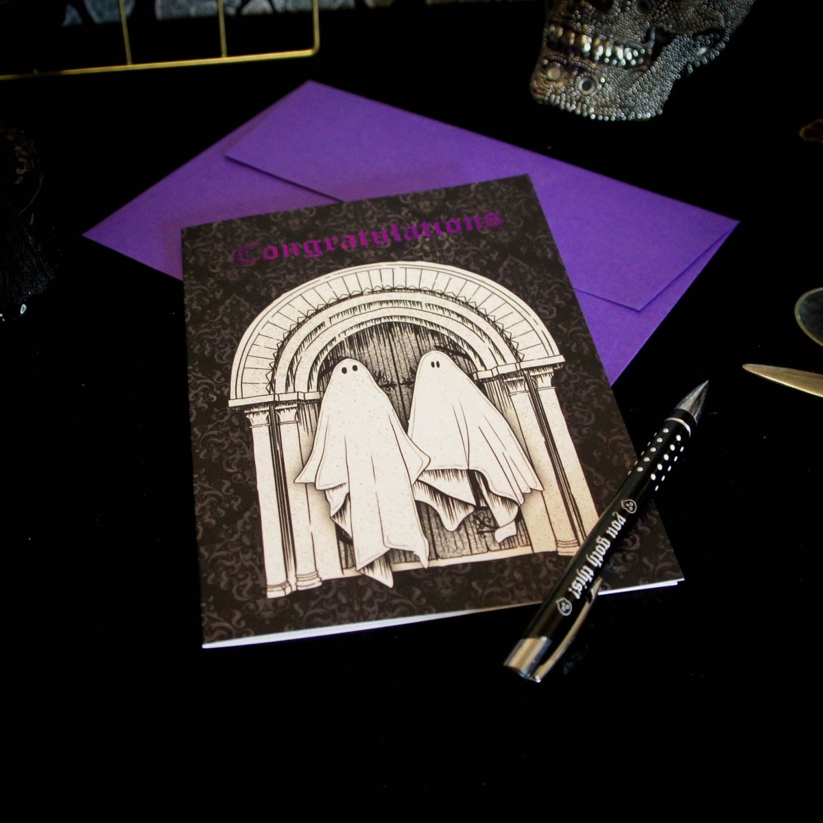 Halloween Wedding Congratulations Greetings Card
