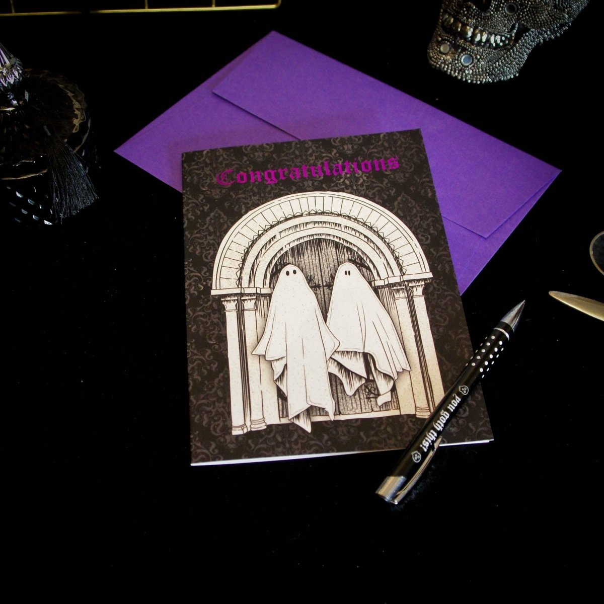 Halloween Wedding Congratulations Greetings Card