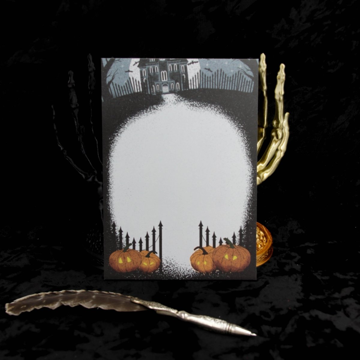 Haunted House Pumpkin Notepad | Halloween Stationery - The Gothic Stationery Company - Notepads