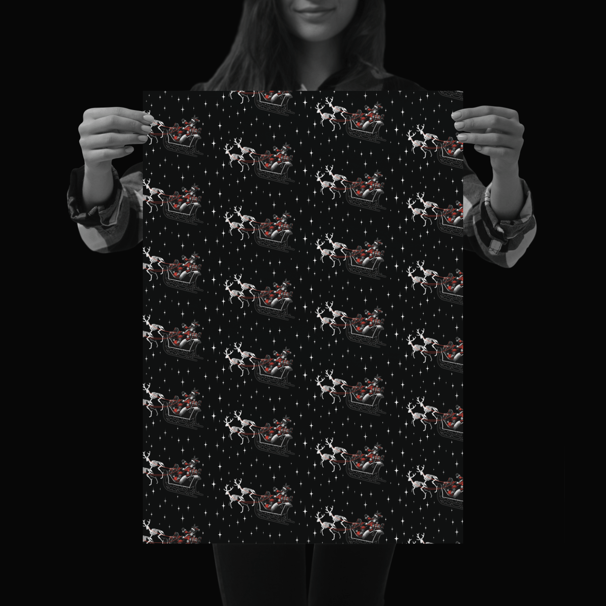 Krampus Sleigh Wrapping Paper| Gothic Christmas Gift Wrap - The Gothic Stationery Company - Gift Wrap