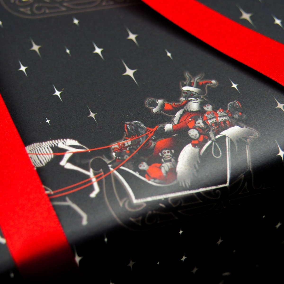 Krampus Sleigh Wrapping Paper| Gothic Christmas Gift Wrap - The Gothic Stationery Company - Gift Wrap