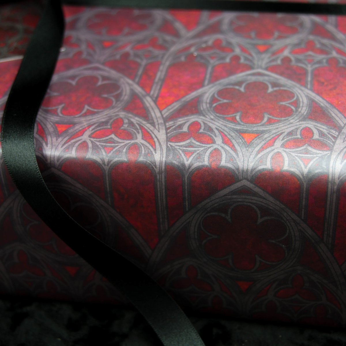 Red Church Window Gothic Wrapping Paper | Gothic Gift Wrap - The Gothic Stationery Company - Gift Wrap