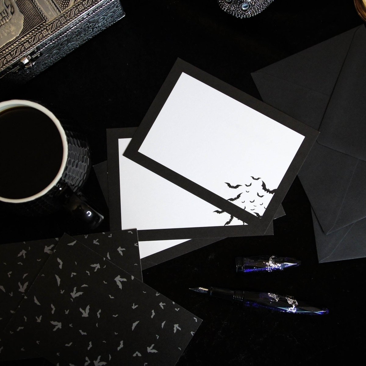Simple Bat Notecard Writing Set | Grim & Proper - The Gothic Stationery Company - Writing Set