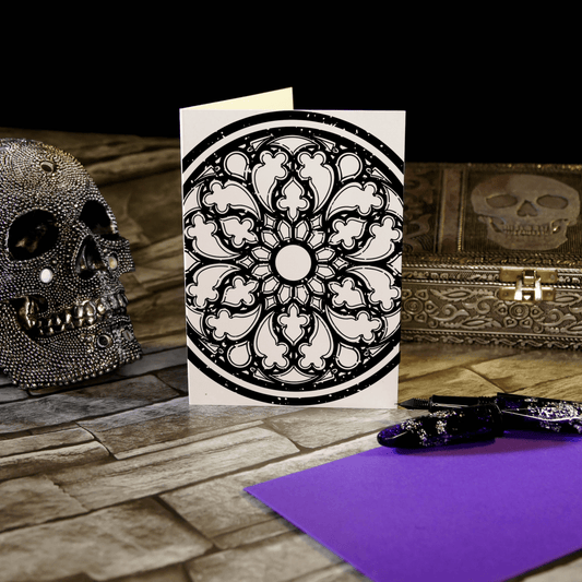 Gothic Rose Window Notecard Gothic Blank Card - The Gothic Stationery Company - Greetings Card
