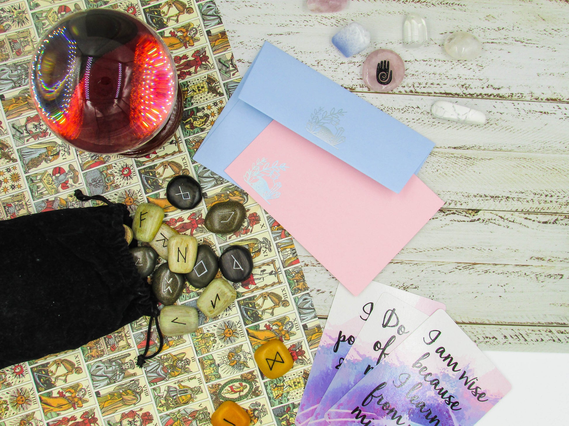 Crystal Potion Notecard Set Baby Pink and Baby Blue