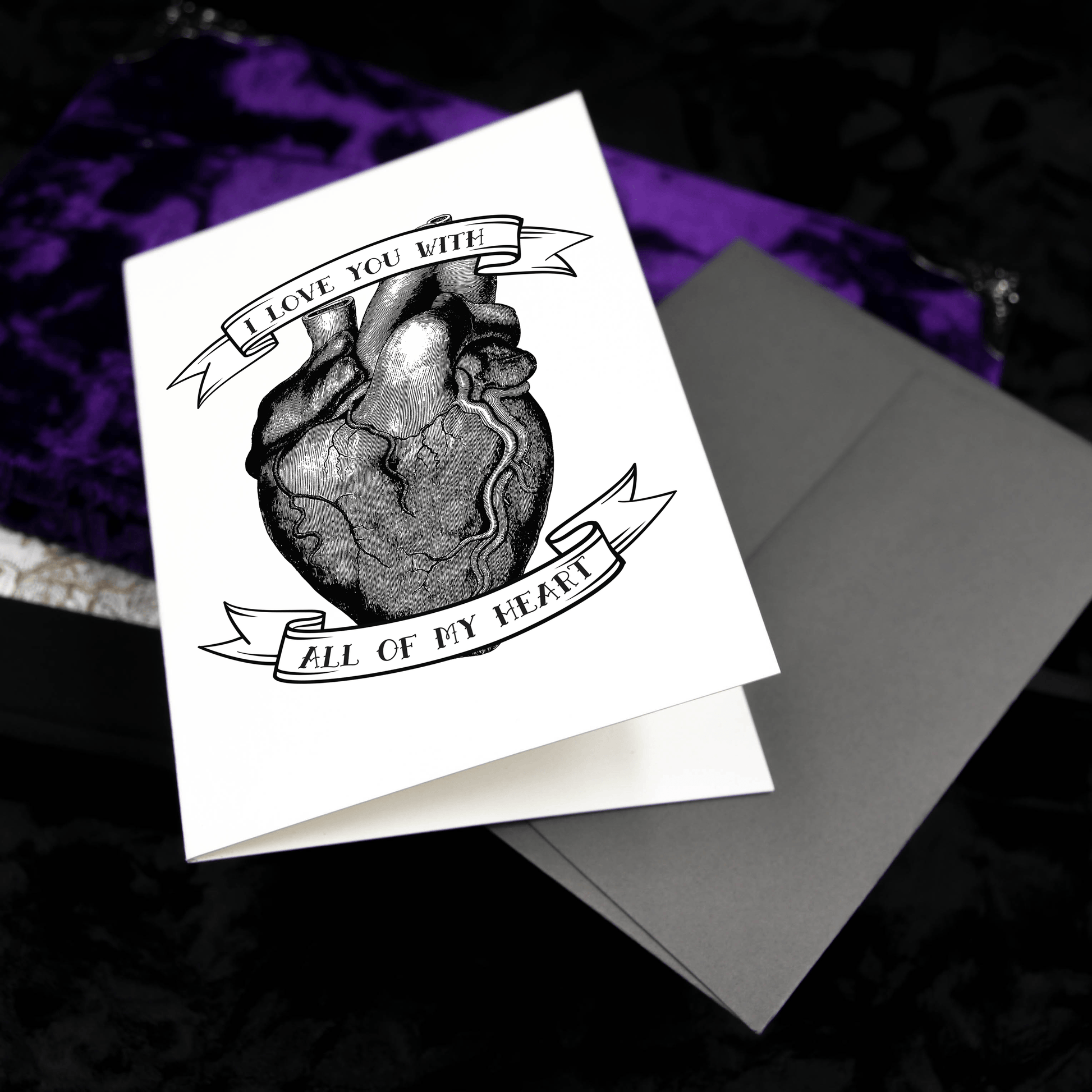 Gothic Heart Card with a grey envelope