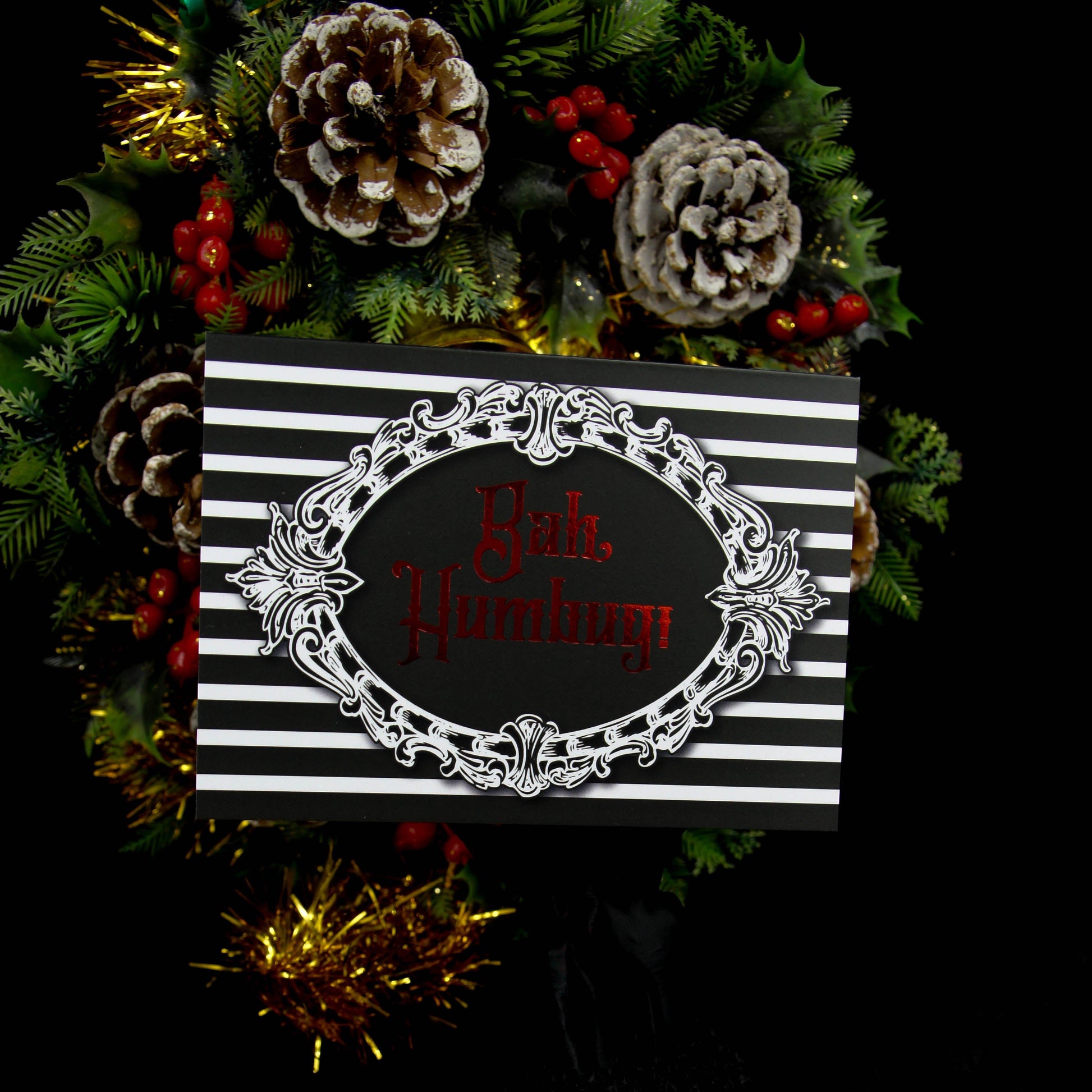 A6 Bah Humbug Card with Matt Lamination and Luxury Envelope