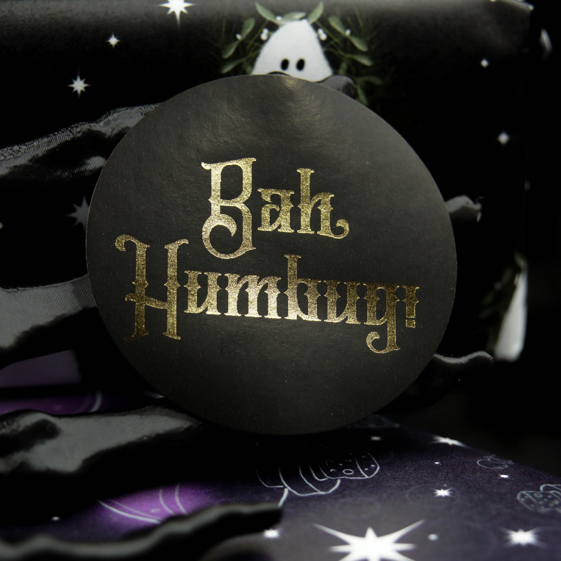 Bah Humbug Gothic Christmas Stickers  Foiled Goth Stickers