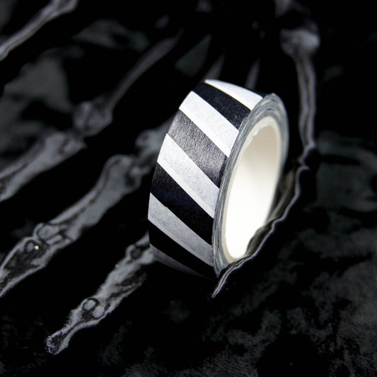 Cinta Washi de rayas diagonales en blanco y negro