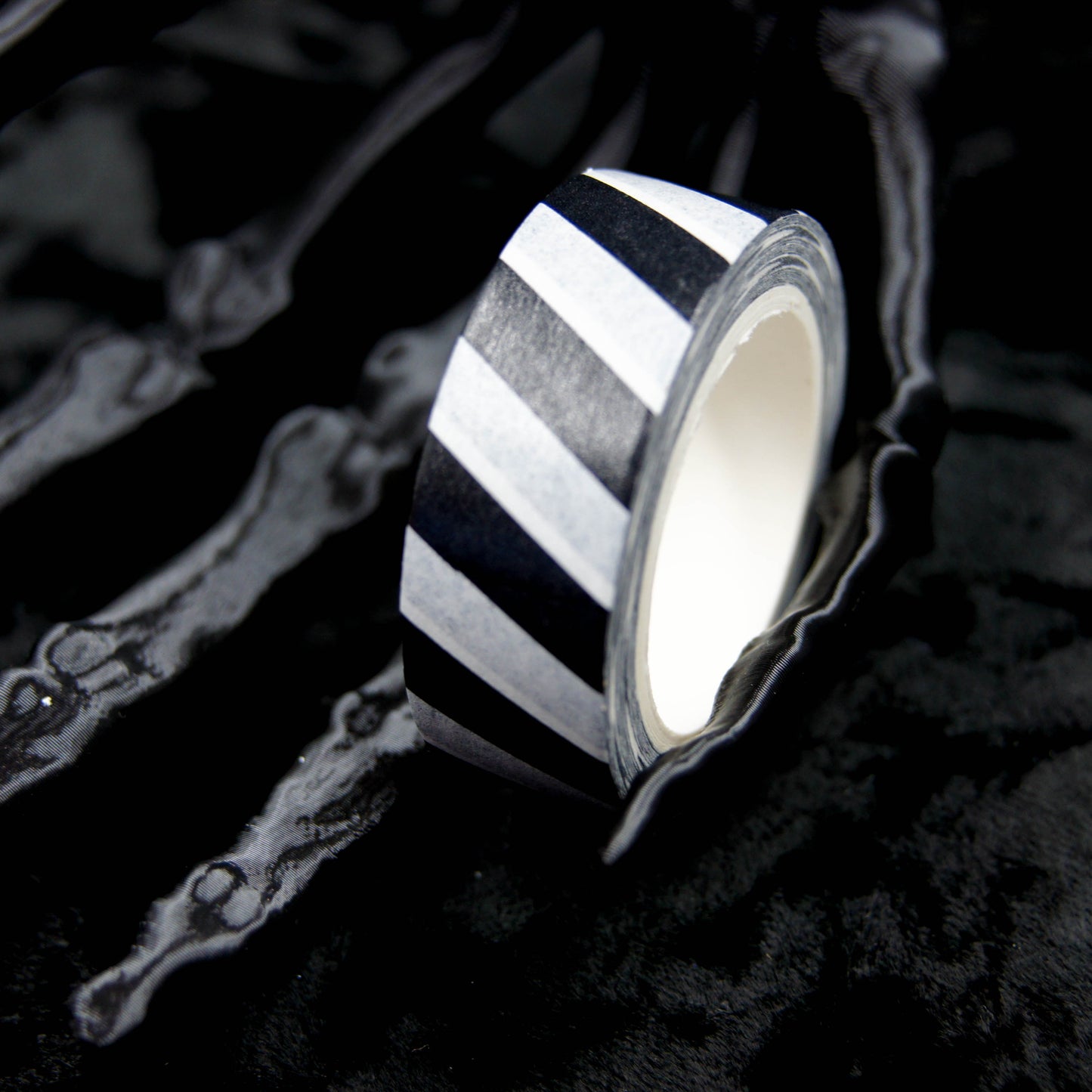 Black & White Diagonal Striped Washi Tape