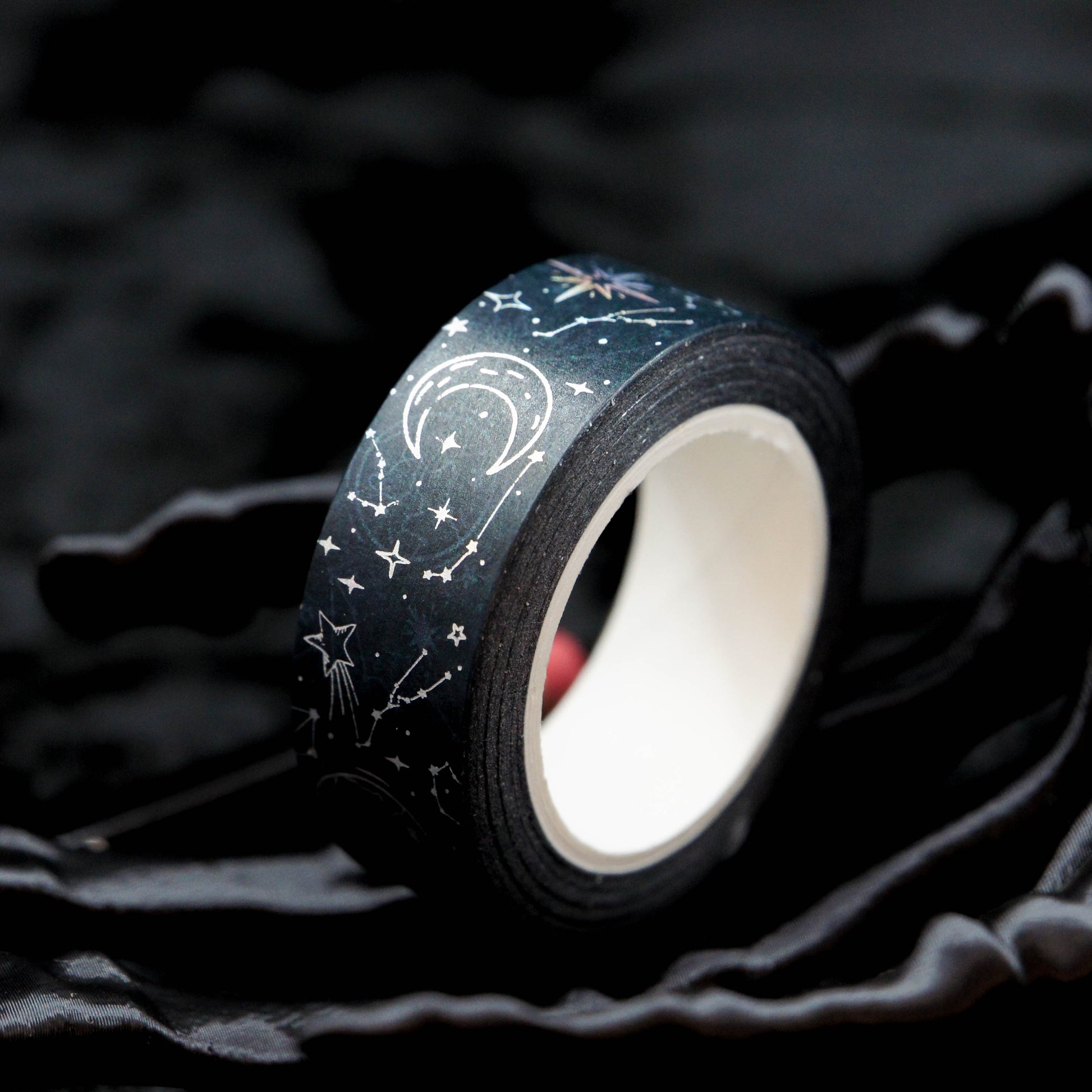 Navy Blue Celestial Moon & Stars Holographic Washi Tape