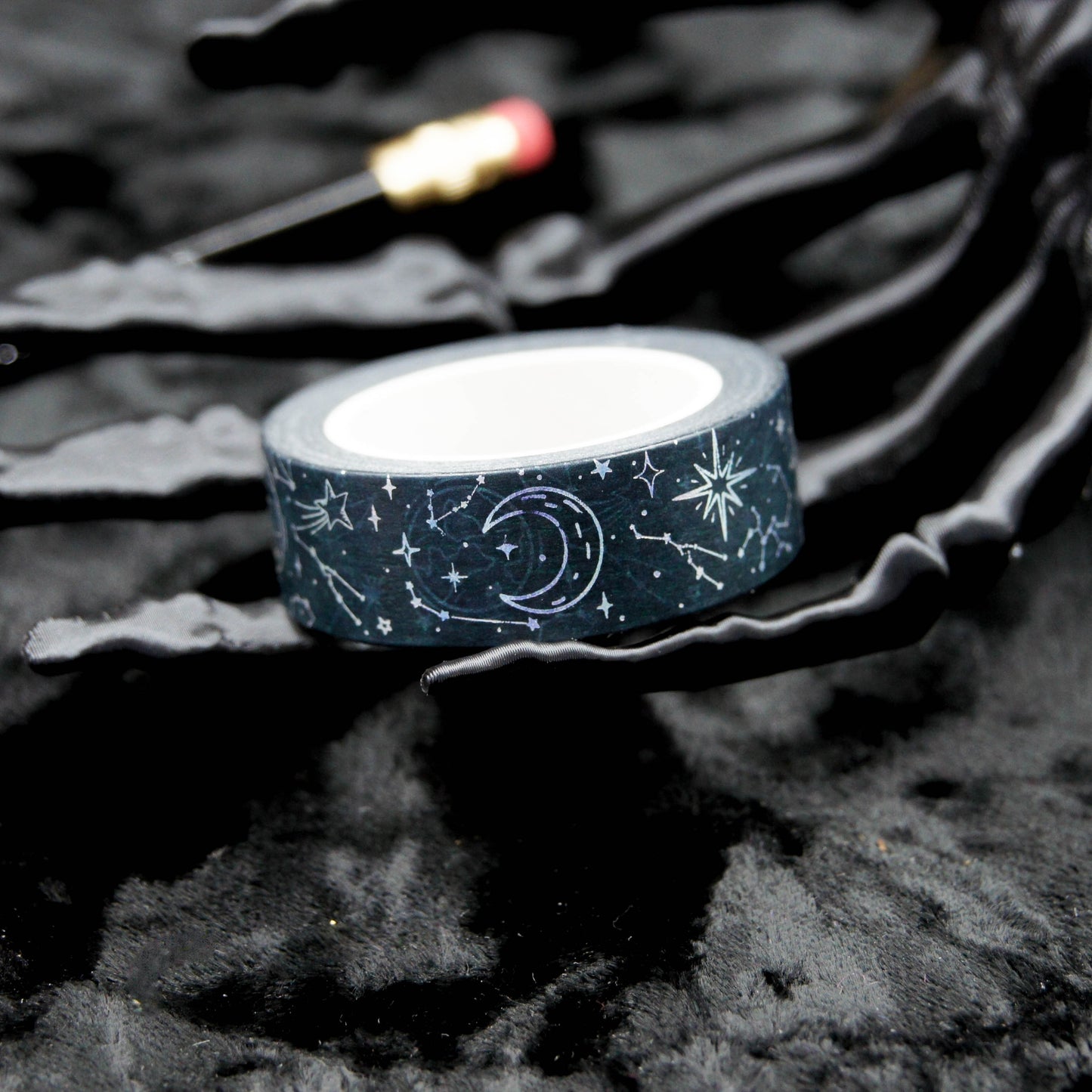 Celestial Moon & Stars Holographic Washi Tape Navy Blue