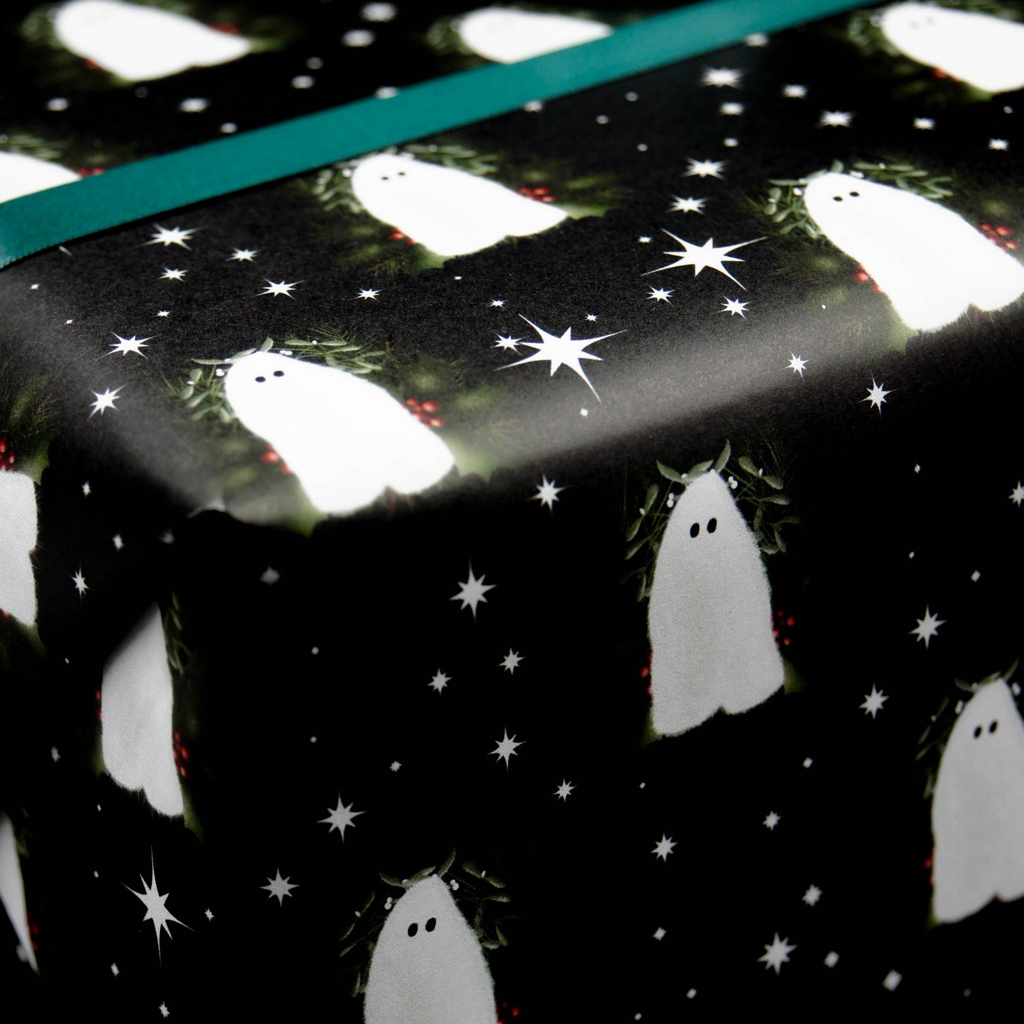 Gothic Christmas Spirit Wrapping Paper Close up