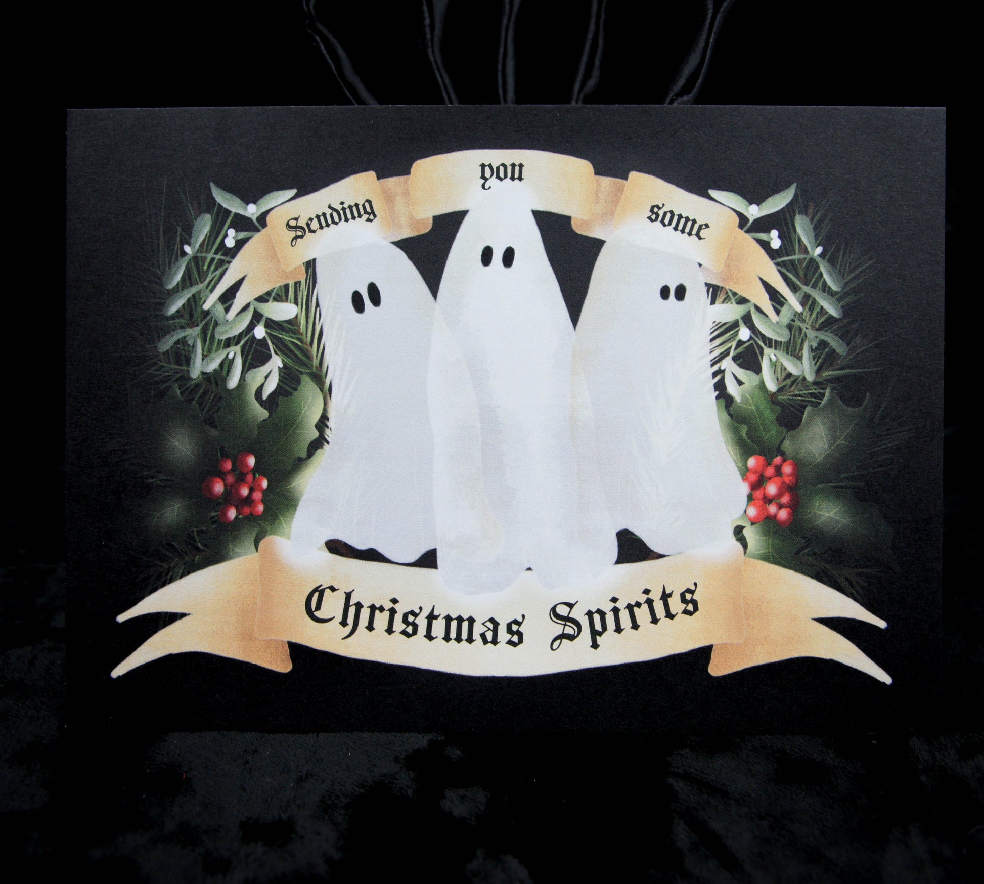 Gothic Christmas Spirits Postcard Close up