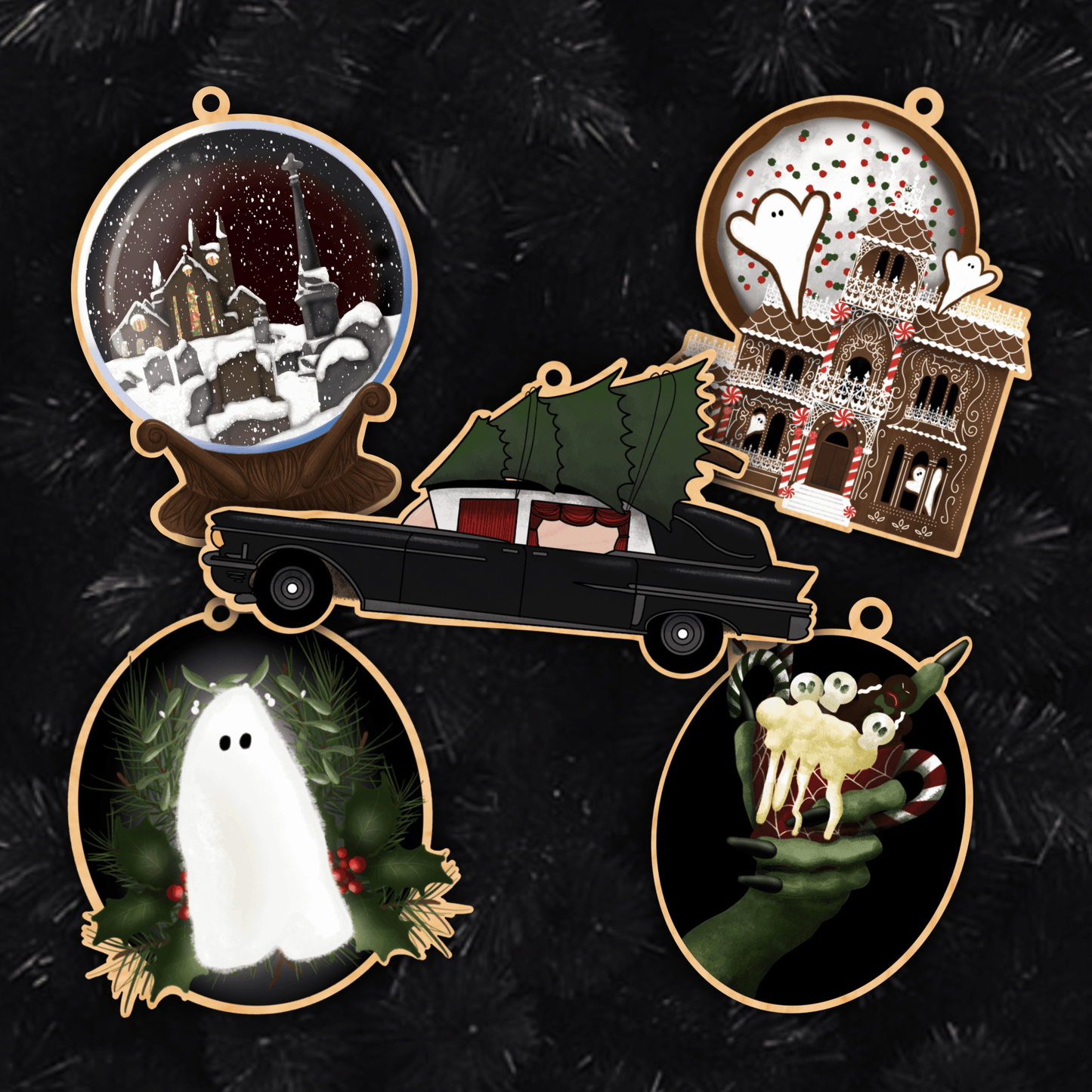 Wooden Gothic Christmas Decorations