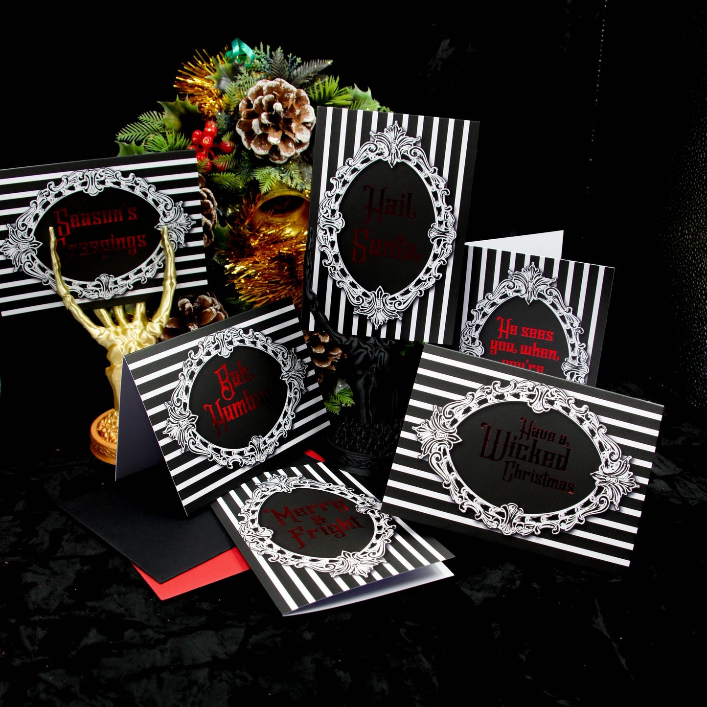 Pack de cartes de Noël gothiques de luxe | Noël gothique