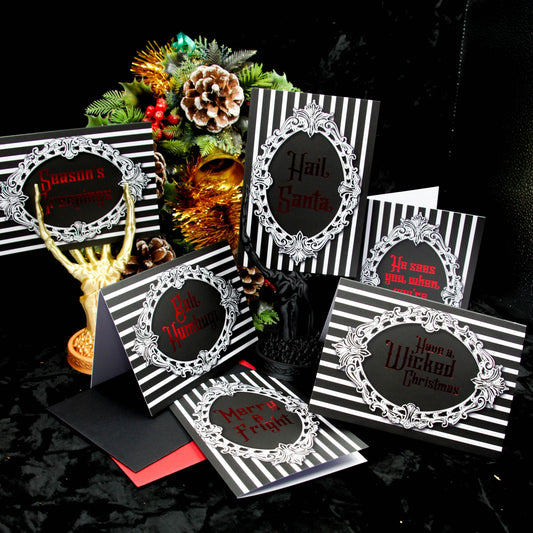 Paquete de tarjetas navideñas góticas de lujo | Navidad gótica
