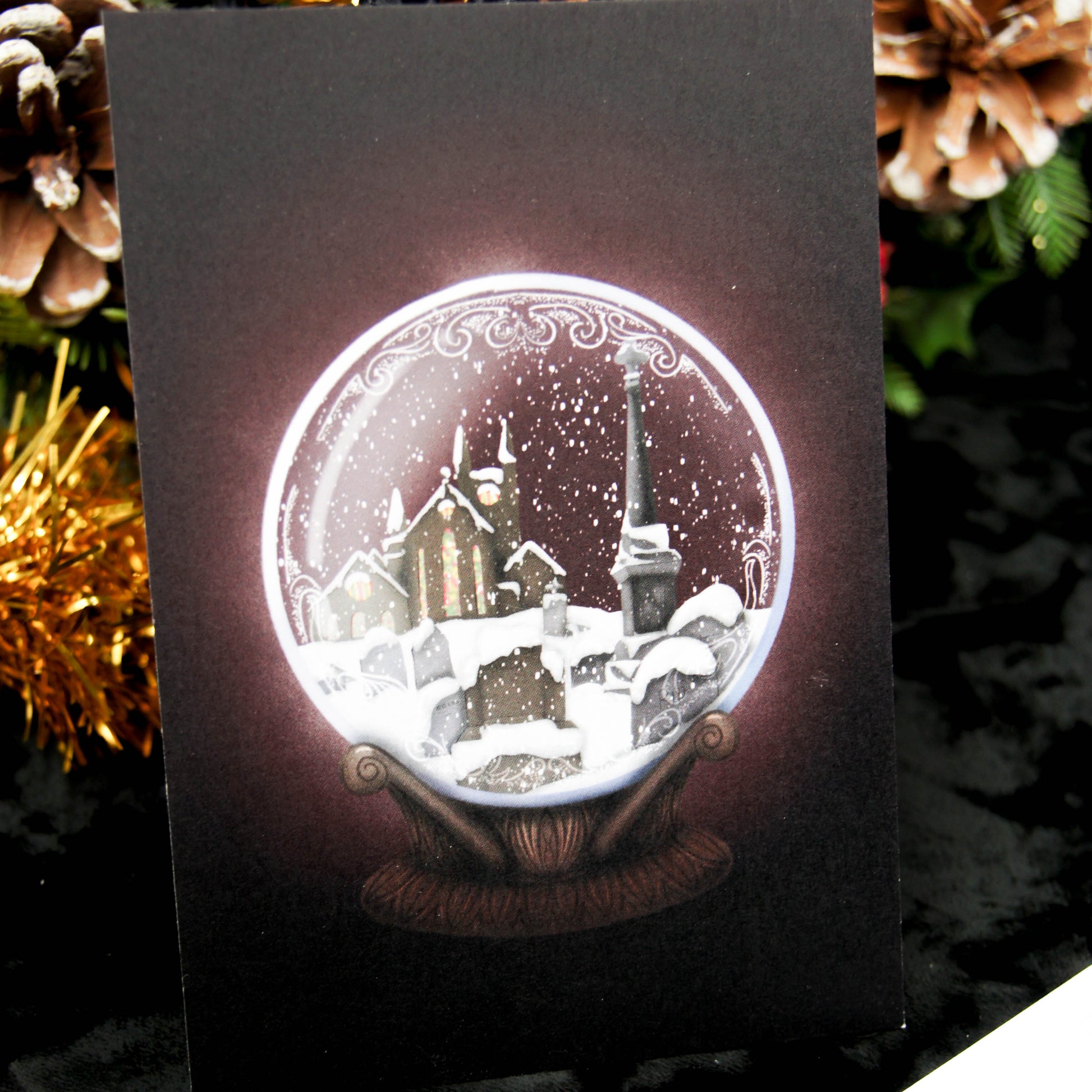 Christmas Gothic Snowglobe Postcard Print
