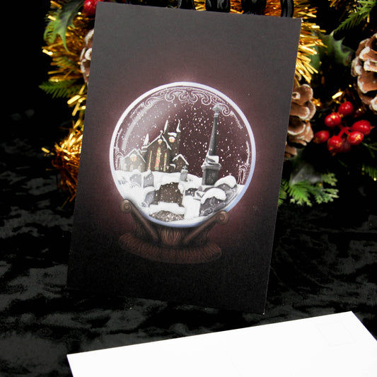 Graveyard at Christmas Christmas Gothic Snowglobe Postcard Print