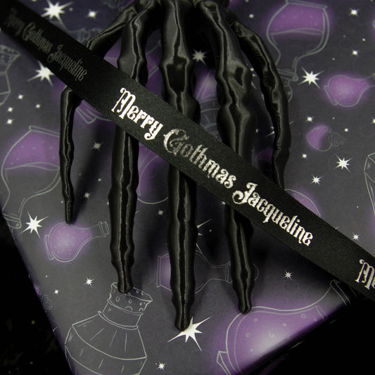 Cinta navideña gótica personalizada Merry Gothmas