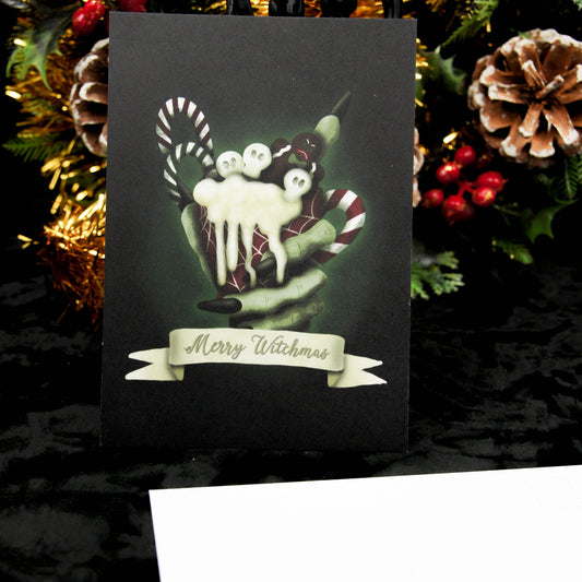 Merry Witchmas Hot Chocolate Postcard | Gothic Christmas