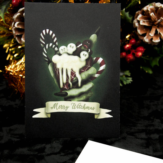 Merry Witchmas Hot Chocolate Postcard | Gothic Christmas