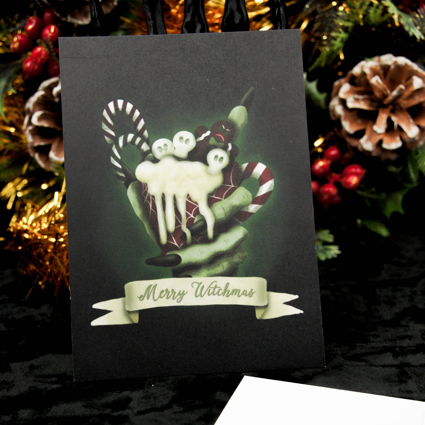 Carte postale de chocolat chaud Joyeux Witchmas | Noël gothique