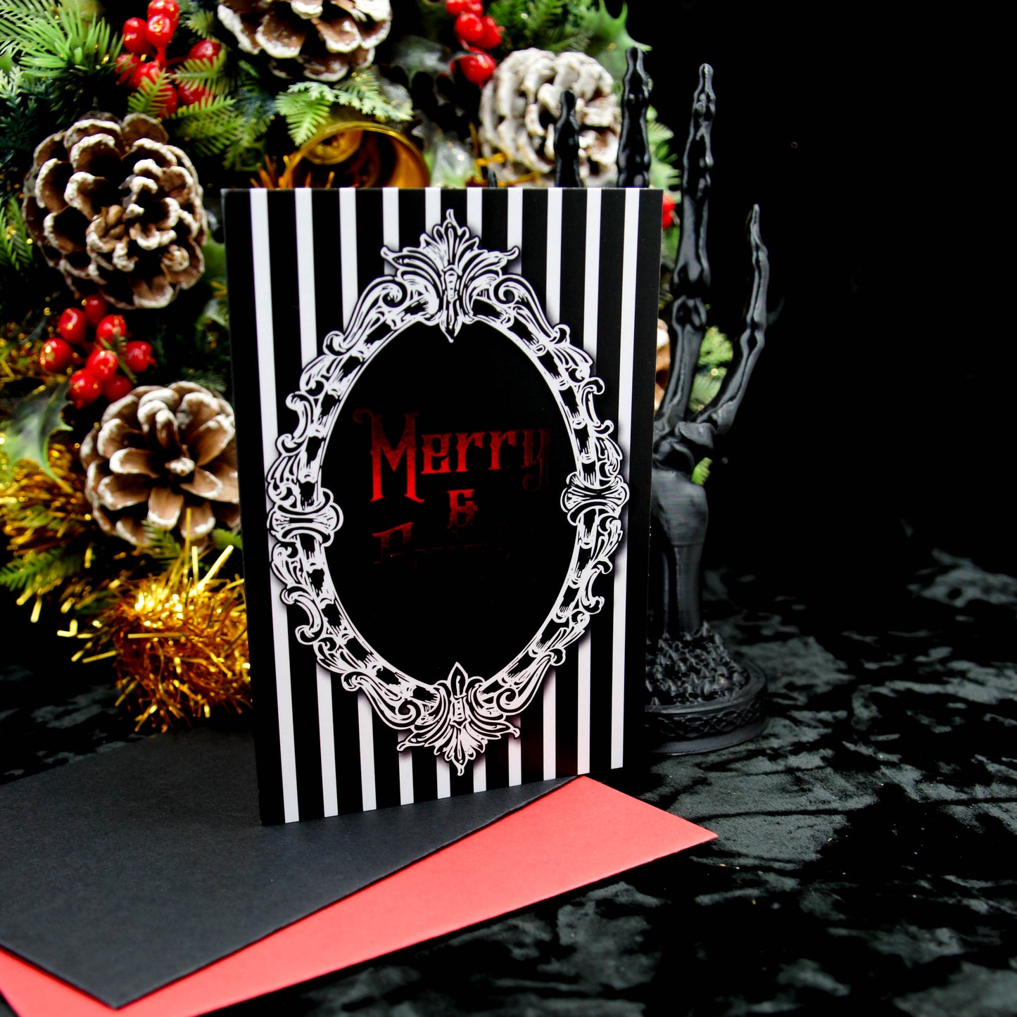 Merry And Fright Greetings Card | Gothic Christmas