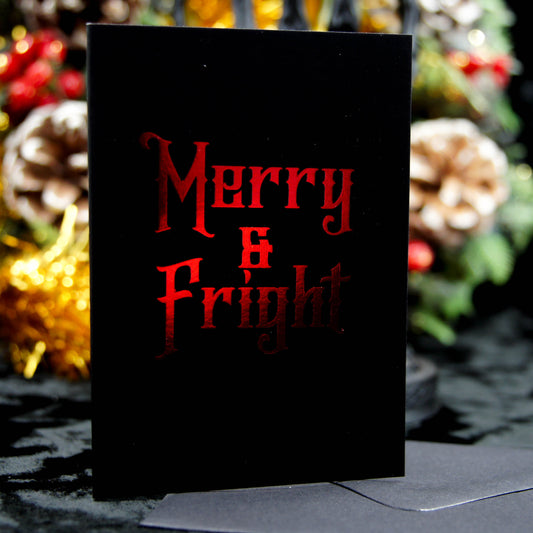Mini tarjeta de felicitación gótica feliz y asustada | Navidad gótica