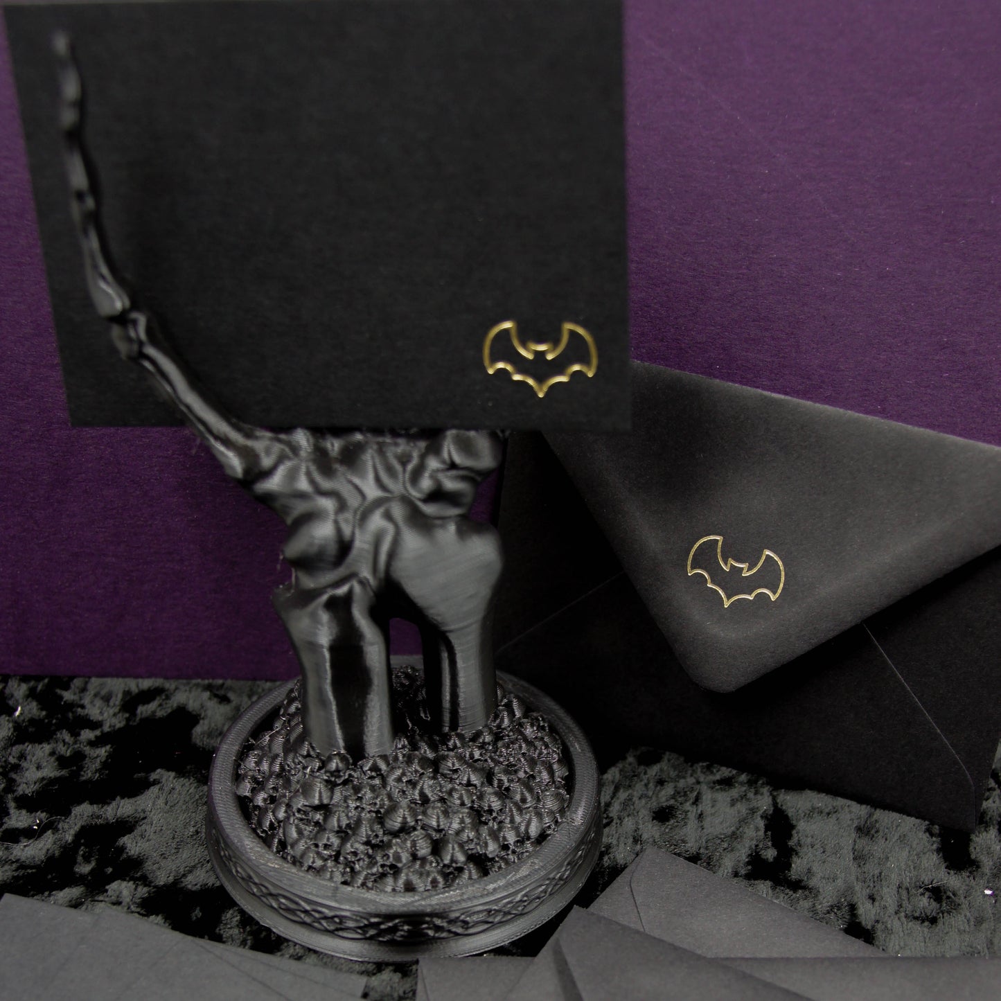 Mini cartes de notes et enveloppes chauve-souris, ensemble de papeterie gothique