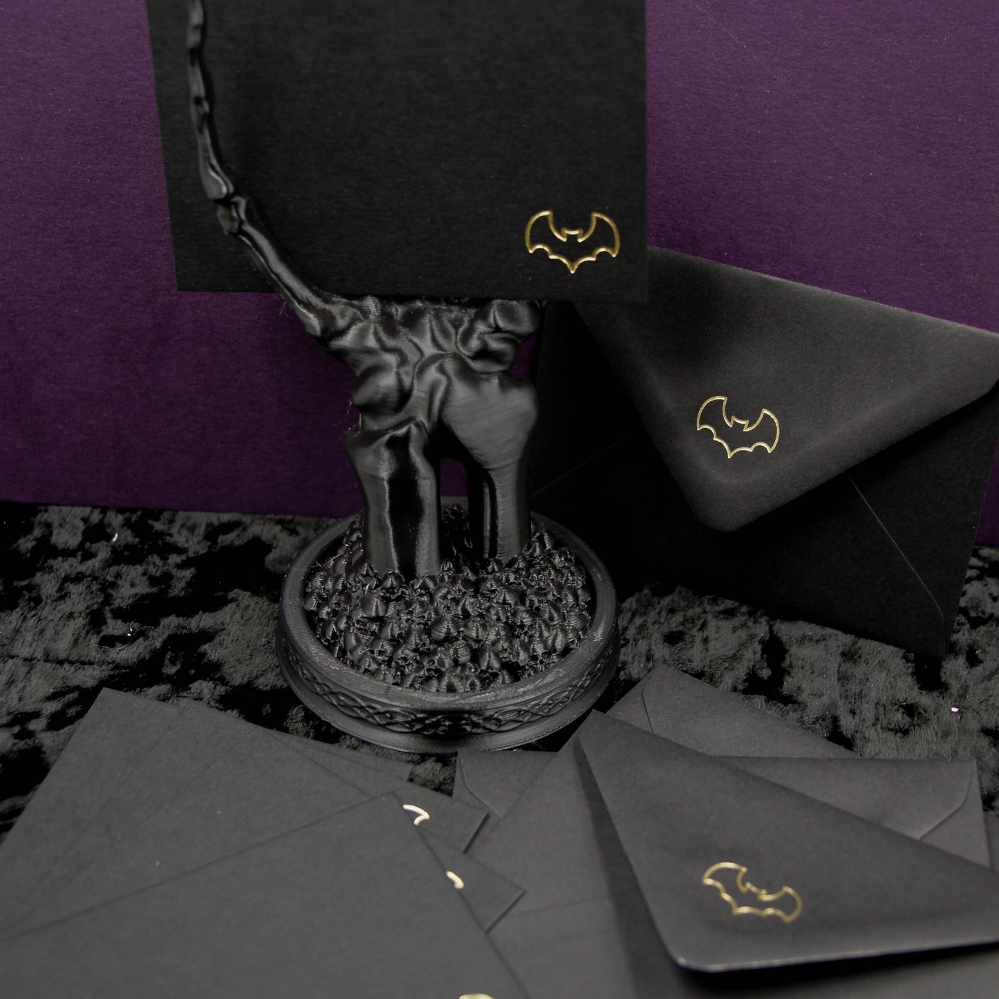 Mini cartes de notes et enveloppes chauve-souris, ensemble de papeterie gothique