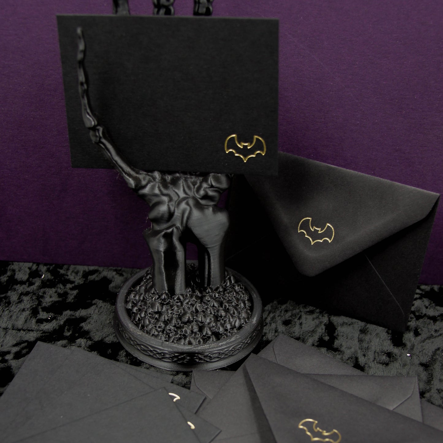 Mini cartes de notes et enveloppes chauve-souris, ensemble de papeterie gothique