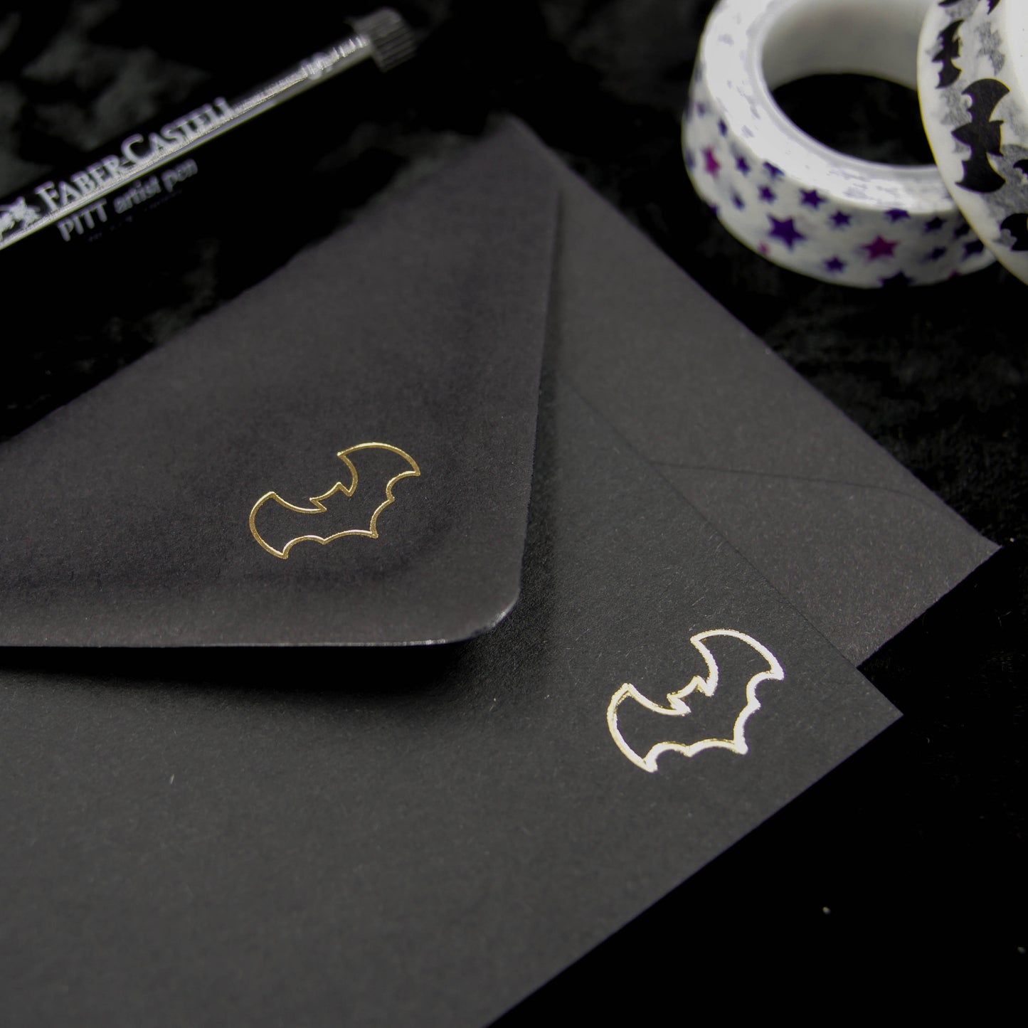 Mini cartes de notes et enveloppes chauve-souris, ensemble de papeterie gothique