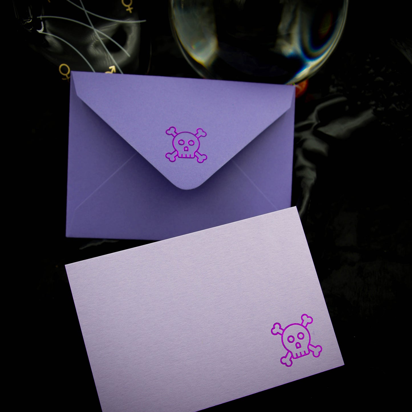 Mini Purple Skull & Crossbones Notecards & Envelopes | Amethyst Witch