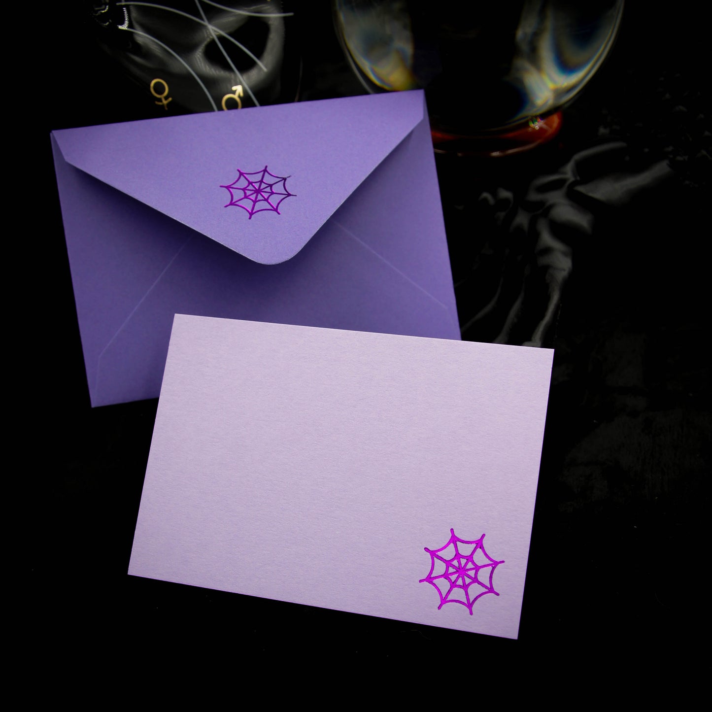 Mini Purple Spider Web Notecards & Envelopes | Amethyst Witch