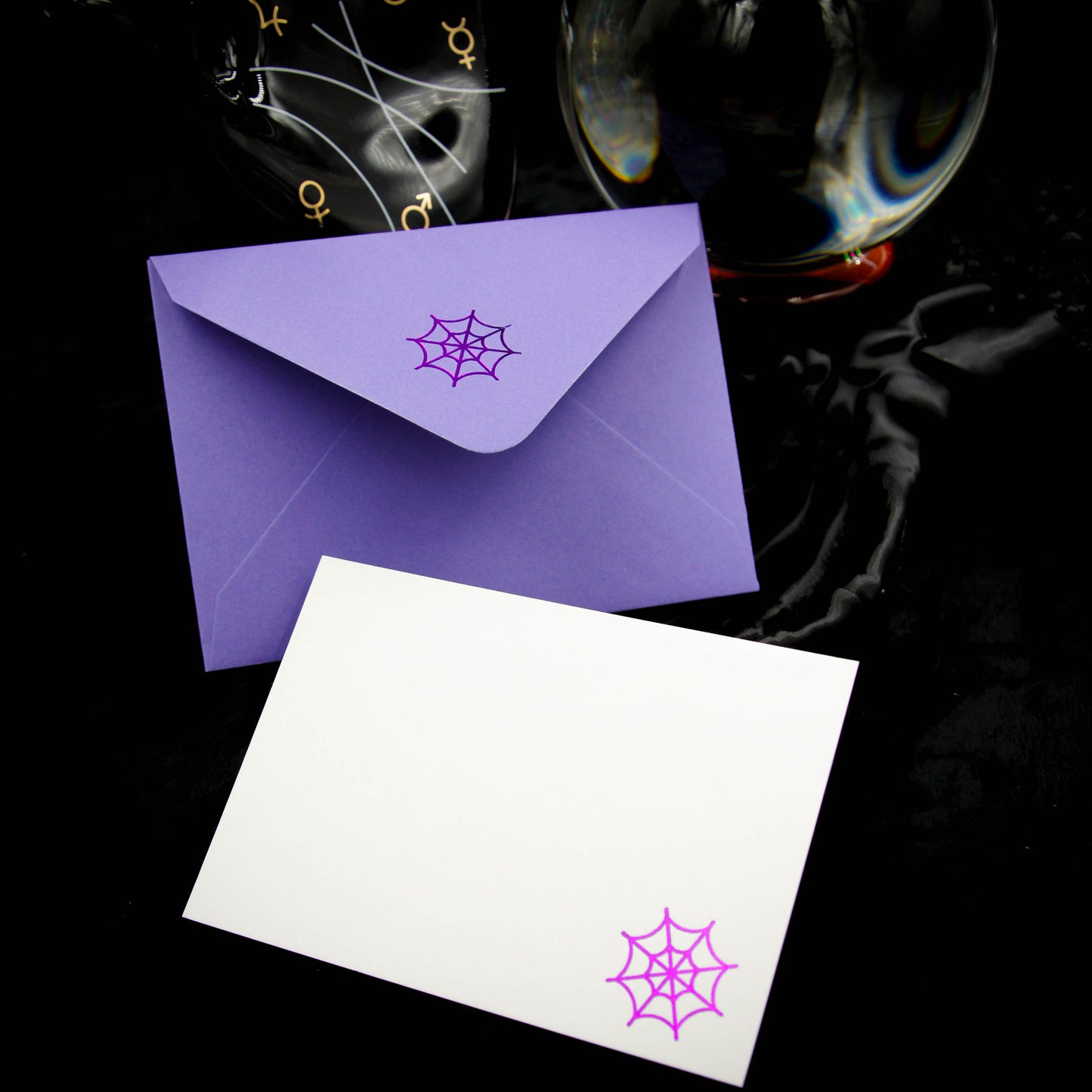 Mini Purple Spider Web Notecards & Envelopes | Amethyst Witch