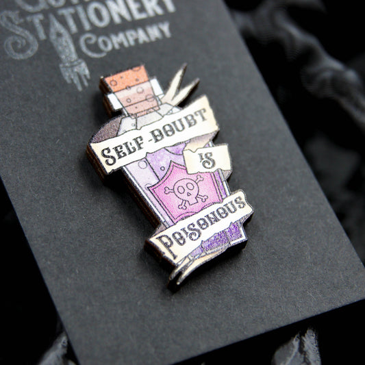 Poison Bottle Wooden Pin Badge | Amethyst Witch