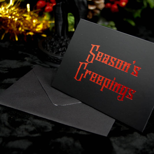 Mini tarjeta de felicitación gótica de Season's Creepings | Navidad gótica