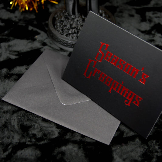 Mini tarjeta de felicitación gótica de Season's Creepings | Navidad gótica