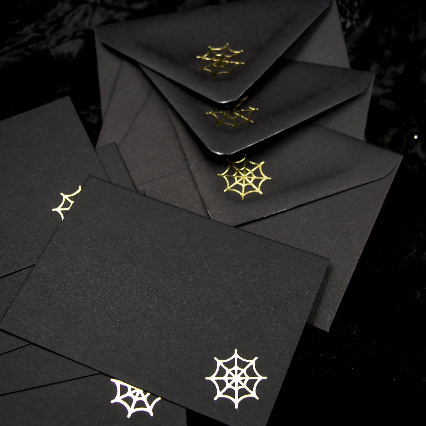 Mini Spiders Web Note Cards & Envelopes , Gothic Stationery Set