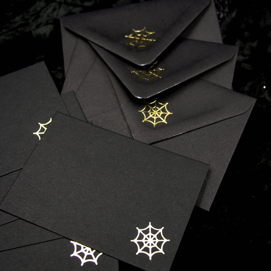 Mini cartes et enveloppes en toile d'araignée, ensemble de papeterie gothique