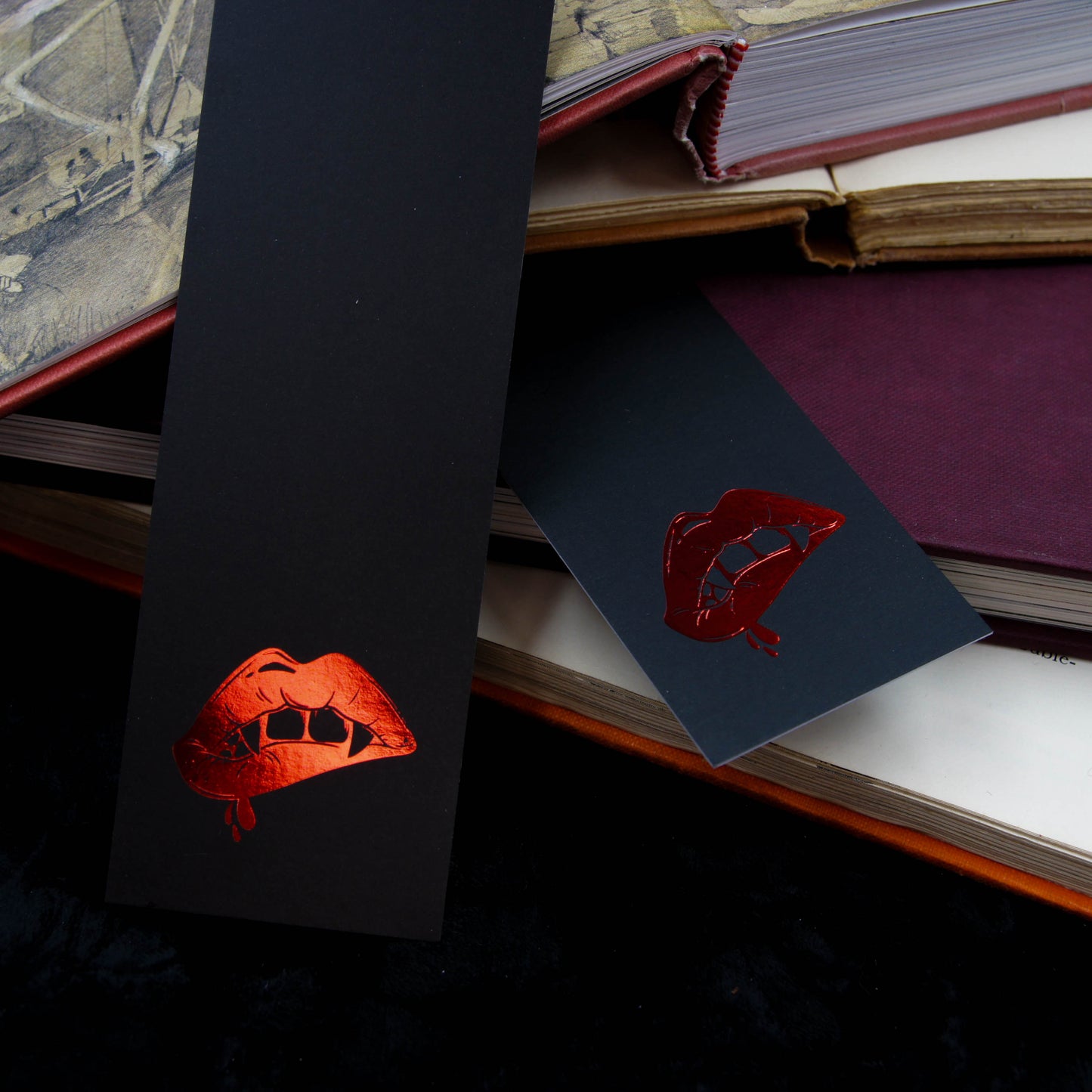 Vampire Fang Foiled Luxury Gothic Bookmark