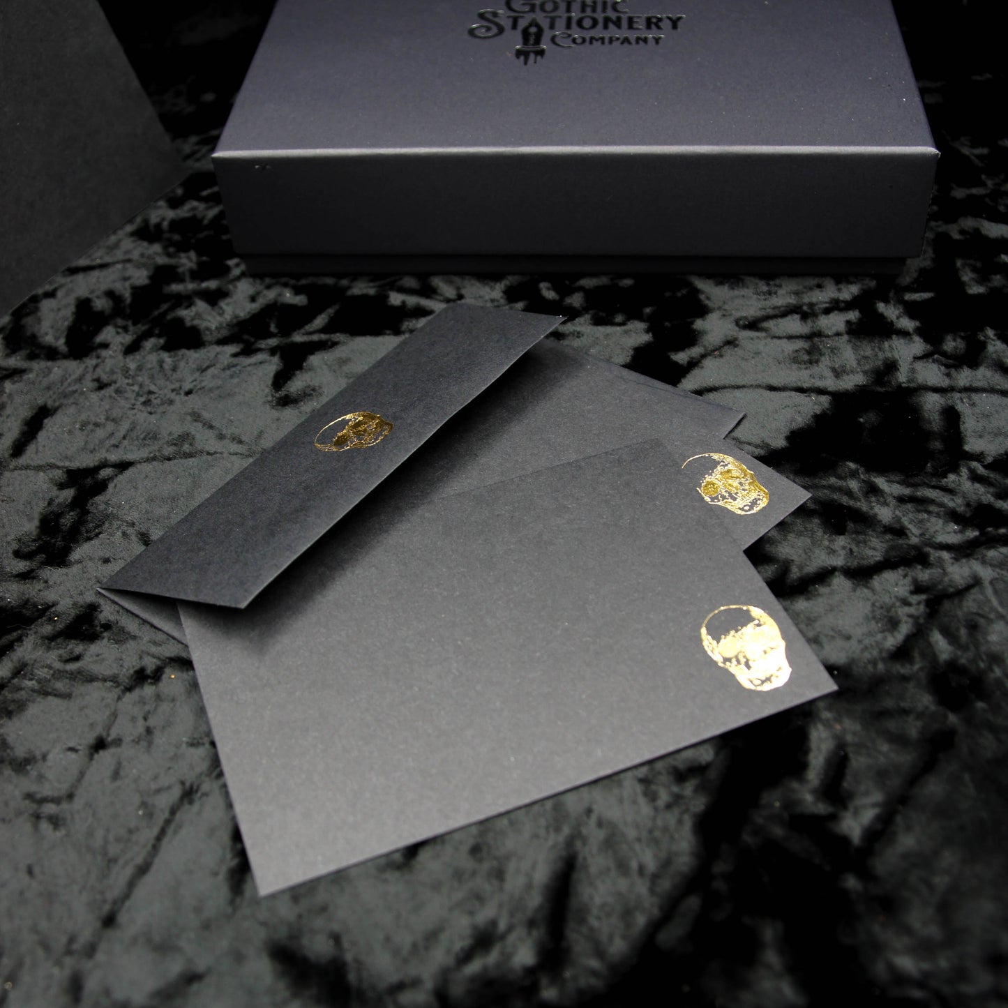 Vintage Skull Notecard Set | Elegantly Gothic | Black Gothic Stationery Set