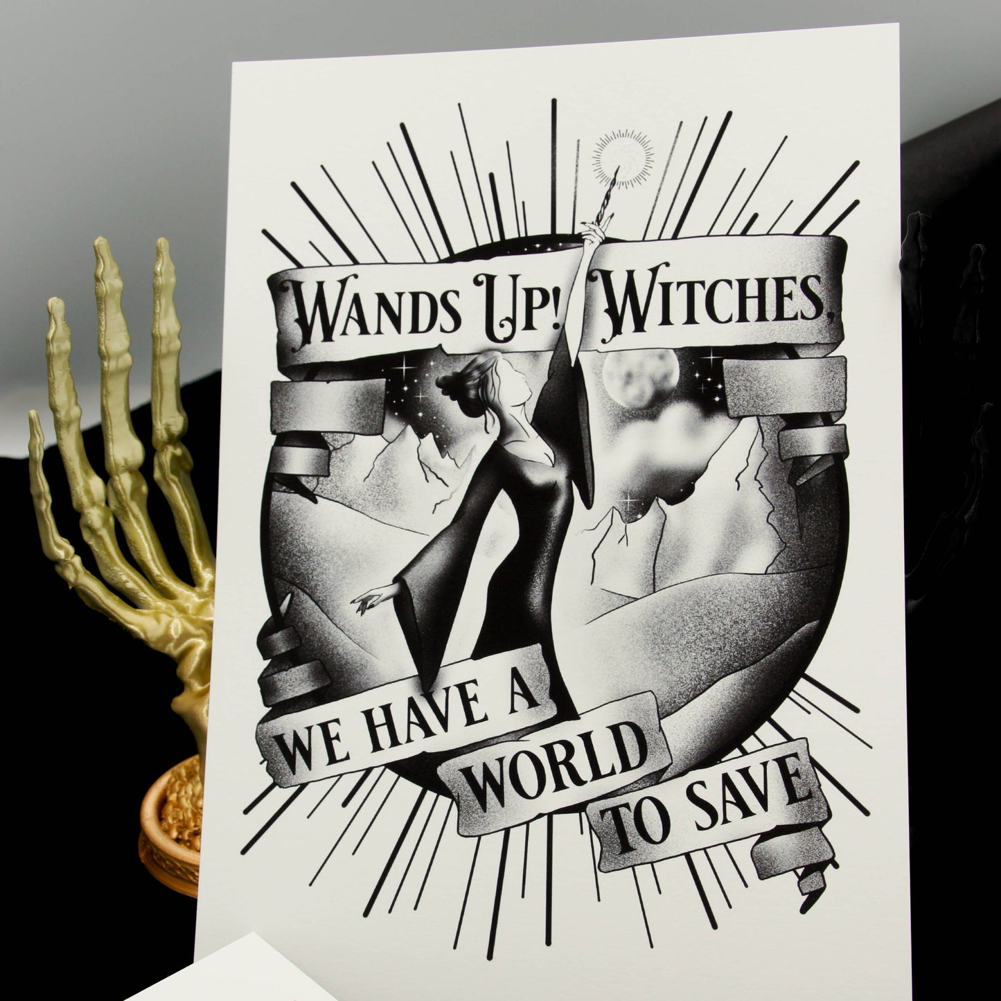 Wands Up Witches Print